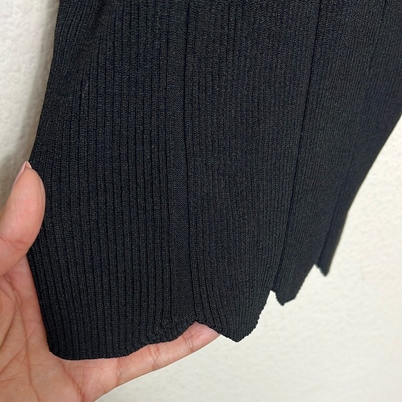 Sandro Black Soan Scalloped Edge Ribbed Strappy Top Size 2 - Picture 6 of 9